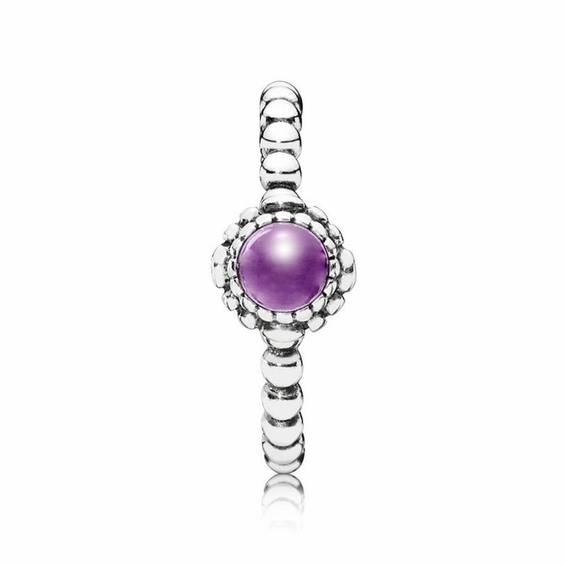 Pandora Birthday Blooms Ring February Ireland - Sterling Silver/Purple/Amethyst - 062345FOG